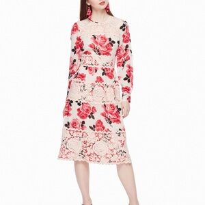 Kate Spade Rosa Lace Appliqué Midi Dress - Size 8